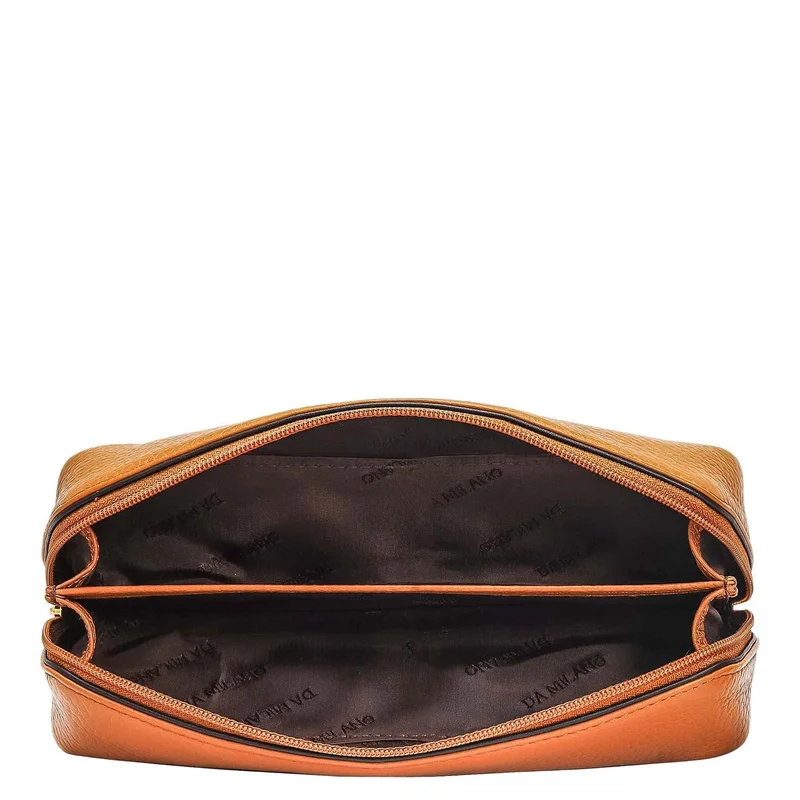 Da Milano Caramel Wax Leather Multi Pouch - Caramel  | Best Price UAE
